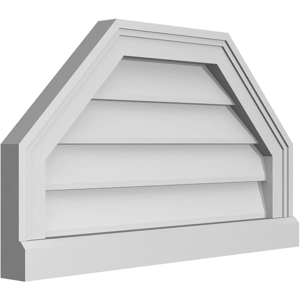 Octagonal Top Surface Mount PVC Gable Vent W/ 2W X 2P Brickmould Sill Frame, 24W X 14H